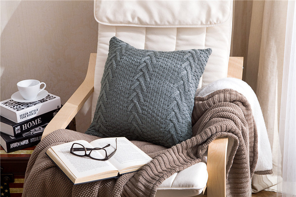 V-Shaped Knitted Pillow Cover for Home Decor