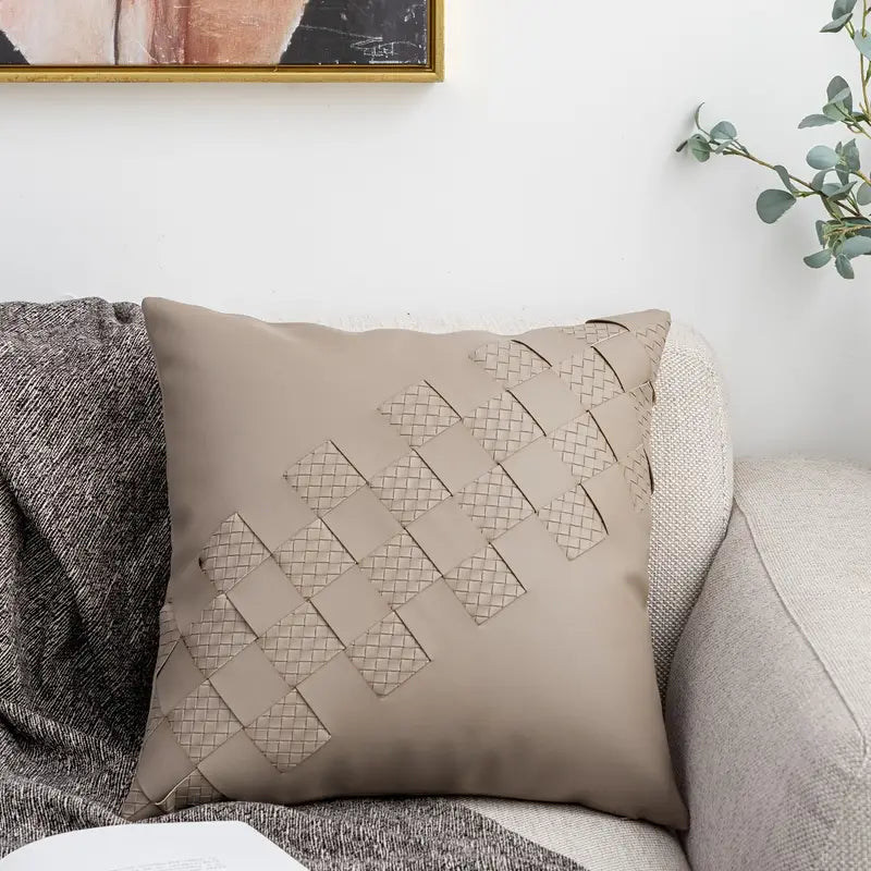 Imitation Leather Woven Pillowcase for Home Decor