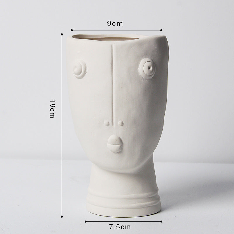 Abstract Ceramic Face Planter for Creative Home Decor
