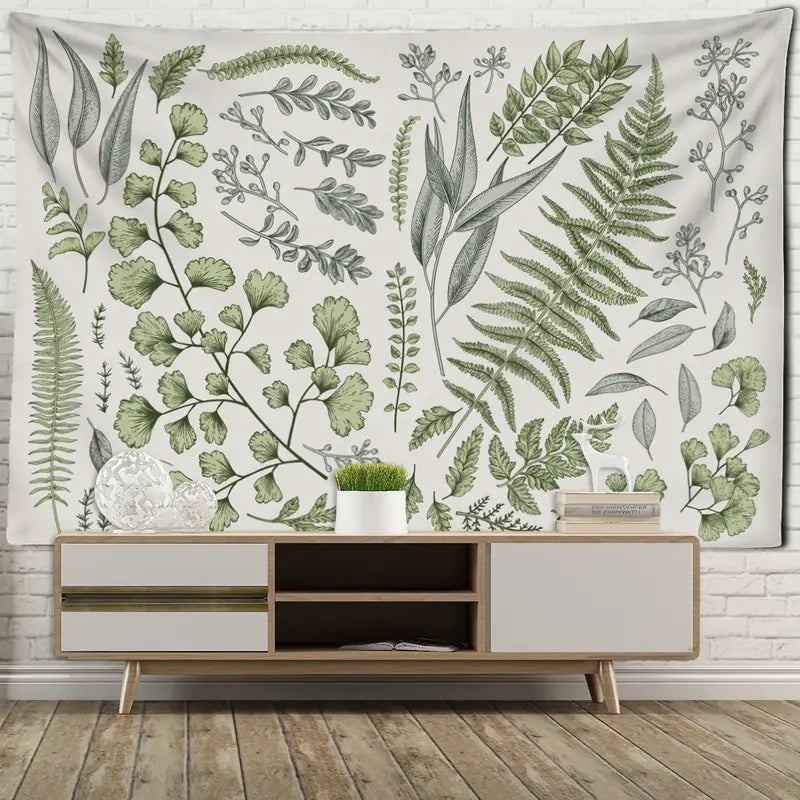Botanical Polyester Fabric Tapestry for Home Decor