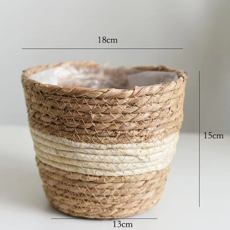 Woven Grass Planter Basket for Home Decor