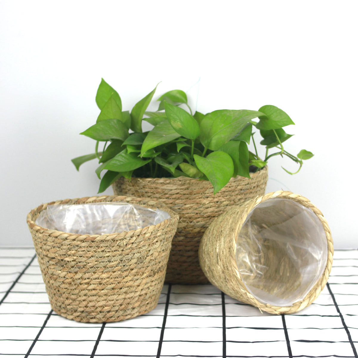 Woven Grass Planter Basket for Home Decor