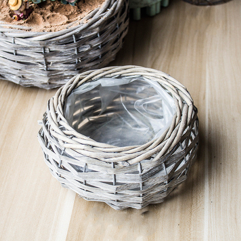 Handwoven Willow Wicker Flower Basket for Home Decor