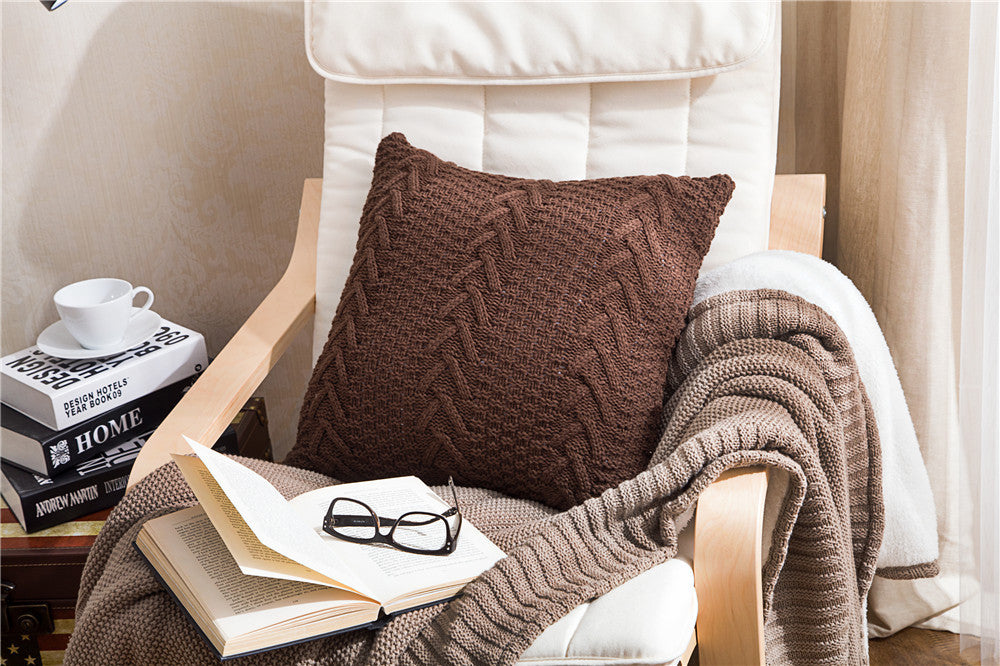 V-Shaped Knitted Pillow Cover for Home Decor
