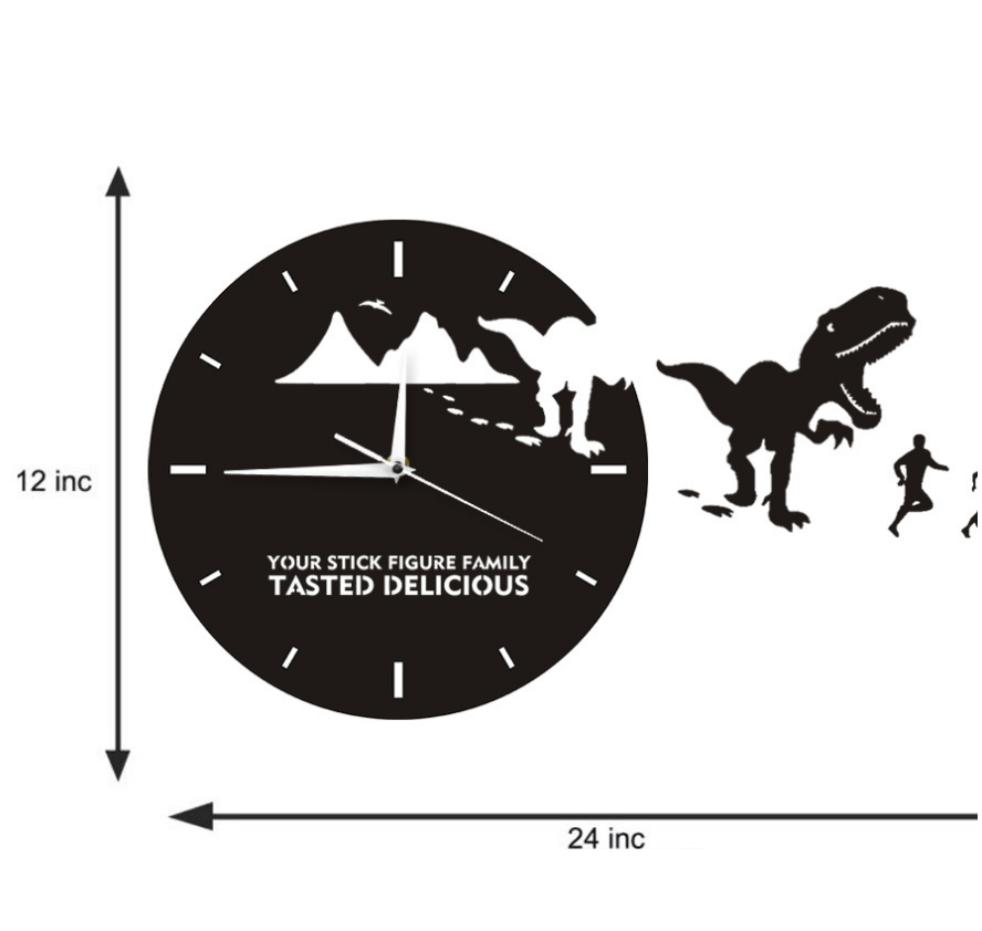 Creative Mirror Dinosaur Wall Clock for Home Decor