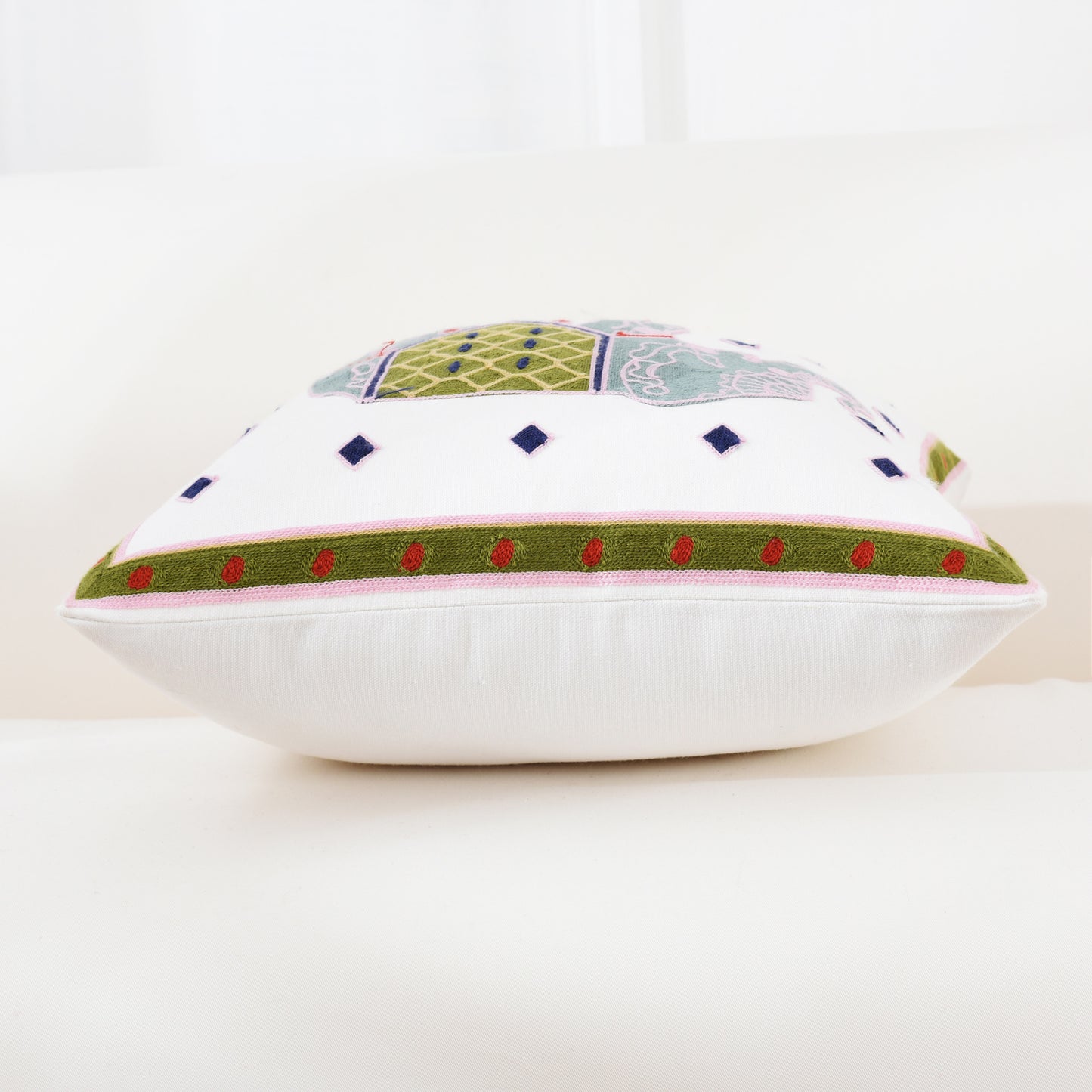 Embroidered Floral Cushion Cover for Home Decor