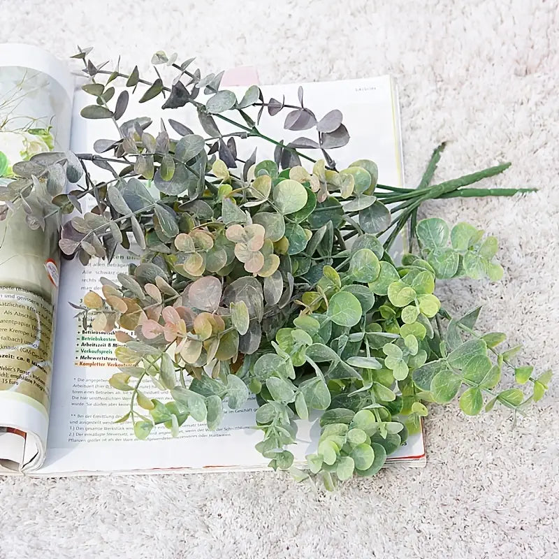 Artificial Eucalyptus Plastic Leaves for Home Decor
