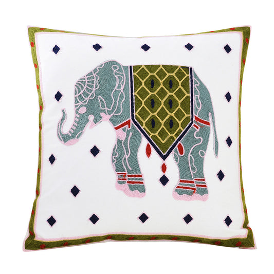 Embroidered Floral Cushion Cover for Home Decor