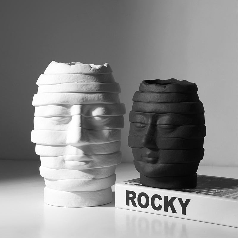 Minimalist Ceramic Face Vase for Home Decor
