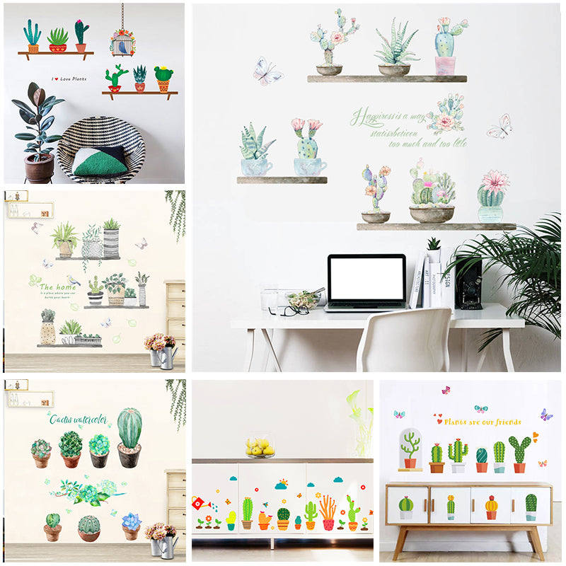 Self-Adhesive Cactus Wall Stickers for Home Decor