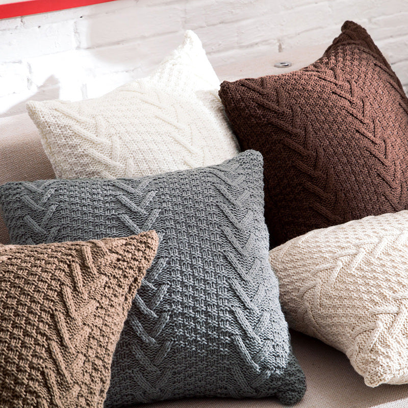 V-Shaped Knitted Pillow Cover for Home Decor