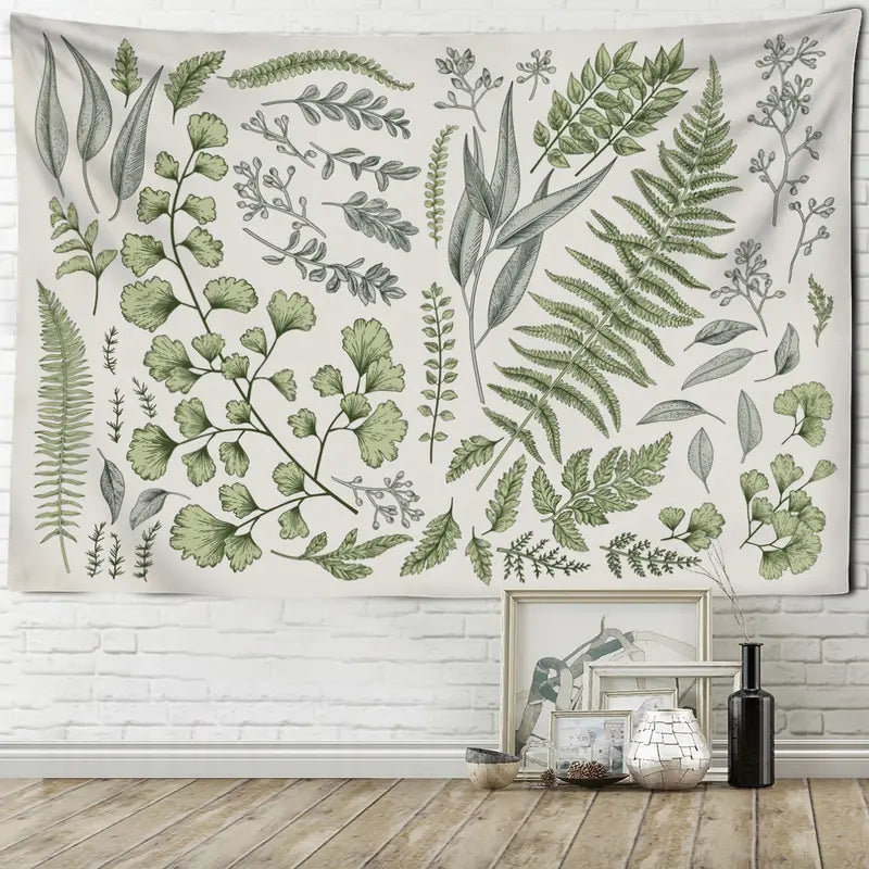 Botanical Polyester Fabric Tapestry for Home Decor