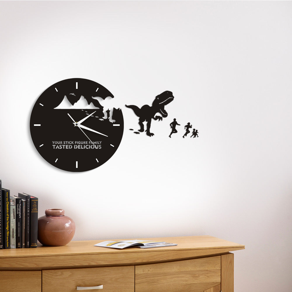Creative Mirror Dinosaur Wall Clock for Home Decor